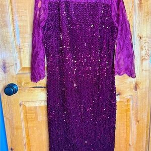 Maroon sequined party dress. Never worn.